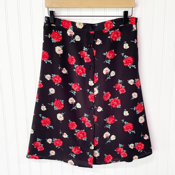 Vintage | Floral Button Front Skirt - Picture 1 of 7